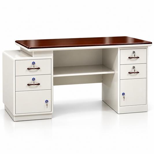 Premium executive office desk on white studio background