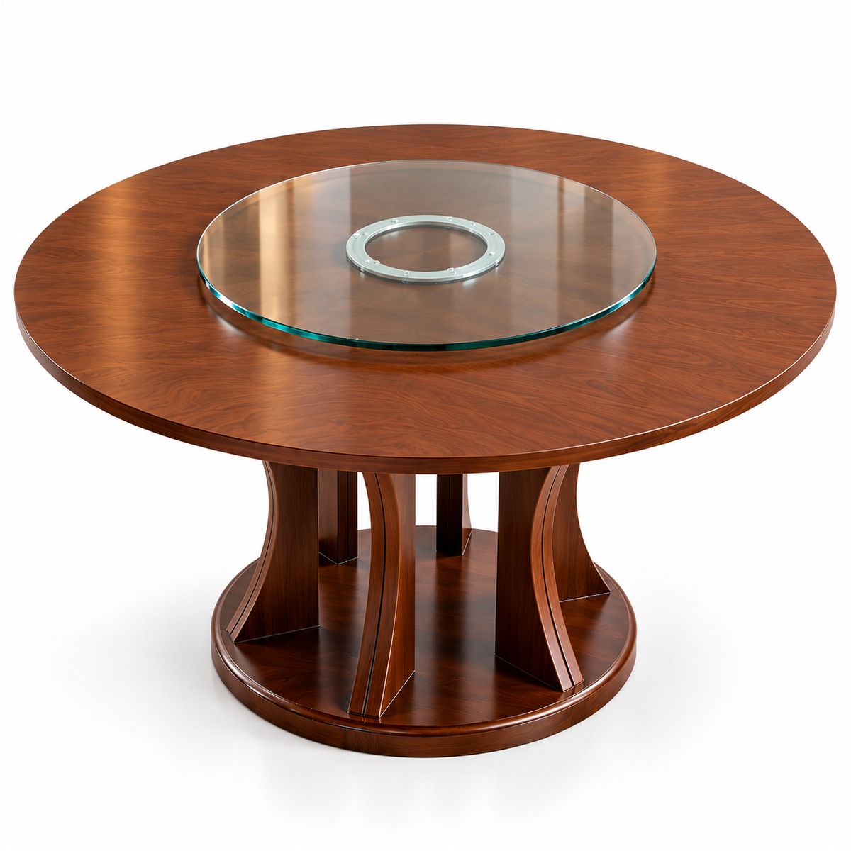 Round rotating glass tea table elevated studio view
